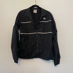 Adidas Jacket Womens Small Black Track Windbreaker Jacket Embroidered Logo